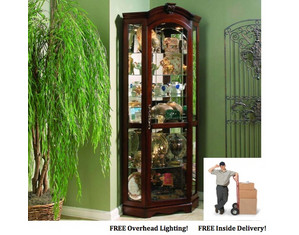 Pulaski Medallion Cherry Corner Curio Cabinet