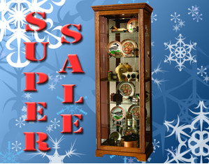 Save  on Golden Oak at The Curio Cabinet Superstore
