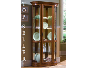 Pulaski Curved End Curio Cabinet Pepper Oak - FREE Inside Delivery!