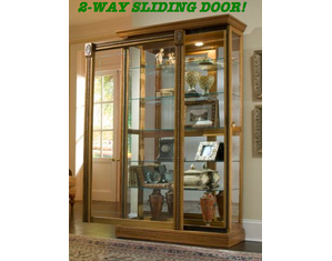 Pulaski Estate Oak 2 Way Sliding Door Curio Cabinet