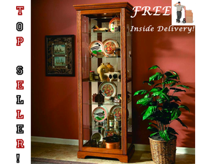 Pulaski Two Way Sliding Door Curio Golden Oak III - FREE Inside Delivery!