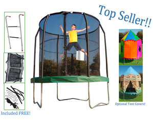 Bazoongi Kidwise 7.5 ft JumpPod Trampoline Special with Enclosure and Ladder and Anchor Kit AND Shoe Bag