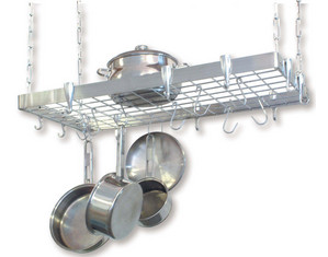 Concept Housewares Rectangular Ceiling Stainless Steel Pot Rack - Fast FREE FedEx Shipping!