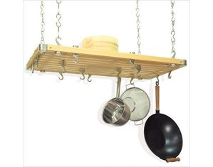 Concept Housewares Wood Rectangular Ceiling Kitchen Rack