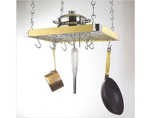 Concept Housewares Wood Square Ceiling Kitchen Rack