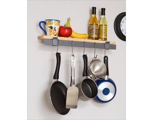 Enclume Rack It Up Wall Bar and Bamboo Shelf Pot Rack