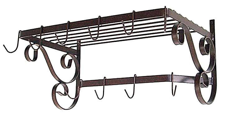 Grace French Wall Pot Rack with Bar and 10 Hooks image