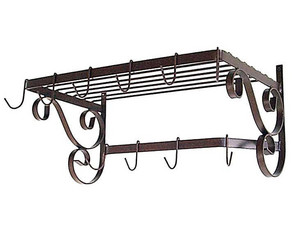 Grace French Wall Pot Rack with Bar and 10 Hooks