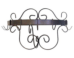 Grace Half Round Pot Rack with Curls and 6 Hooks