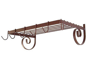 Grace Wall Mount Shelf Pot Rack with 6 Hooks