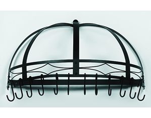Old Dutch International Half Round Matte Black Wall Pot Rack 2/12 hooks