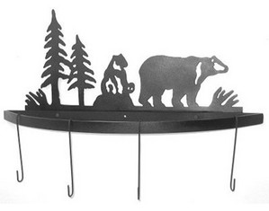 Smoky Mountain Metal Arts Bear and Cub Wall Mount Pot Rack