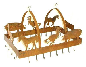 Smoky Mountain Metal Arts Country Scene Pot Rack