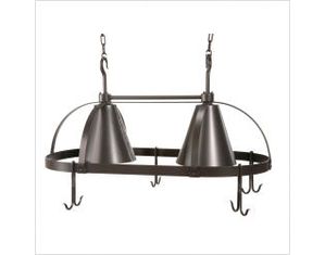 Stone County Oval Dutch Lighted Pot Rack with Slip Hooks