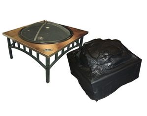 Fire Sense Outdoor Square Fire Pit Vinyl Cover w/Felt Lining & Fabric Ties Outdoor Fireplace Accessory