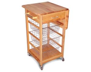 Catskill Craftsmen Single Drop Leaf Basket Kitchen Cart