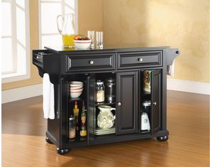 Crosley Furniture Alexandria Solid Black Granite Top Kitchen Island in Black Finish