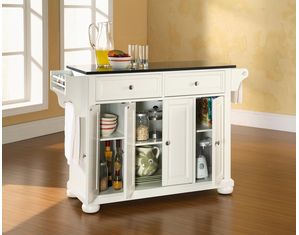 Crosley Furniture Alexandria Solid Black Granite Top Kitchen Island in White Finish