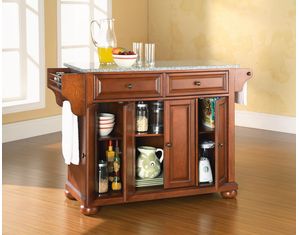 Crosley Furniture Alexandria Solid Granite Top Kitchen Island in Classic Cherry Finish