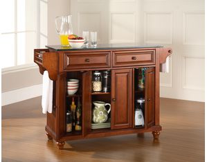 Crosley Furniture Cambridge Solid Black Granite Top Kitchen Island in Classic Cherry Finish