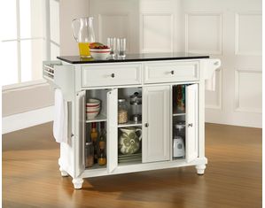 Crosley Furniture Cambridge Solid Black Granite Top Kitchen Island in White Finish