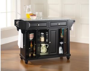 Crosley Furniture Cambridge Solid Granite Top Kitchen Island in Black Finish