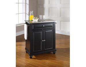 Crosley Furniture Cambridge Stainless Steel Top Portable Kitchen Island in Black Finish