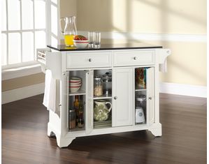 Crosley Furniture LaFayette Solid Black Granite Top Kitchen Island in White Finish