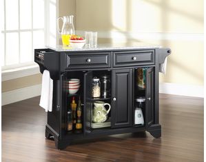 Crosley Furniture LaFayette Solid Granite Top Kitchen Island in Black Finish
