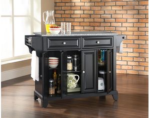 Crosley Furniture Newport Solid Granite Top Kitchen Island in Black Finish