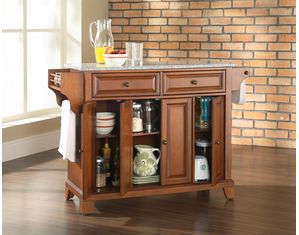 Crosley Furniture Newport Solid Granite Top Kitchen Island in Classic Cherry Finish
