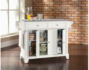 Crosley Furniture Newport Solid Granite Top Kitchen Island in White Finish