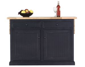 Eagle Coastal Stained Kitchen Island with Flip-Up Top and Two Drawers
