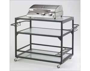 Fire Stone Bistro 36 Inch Kitchen Cabinet with Glass Top and Shelves