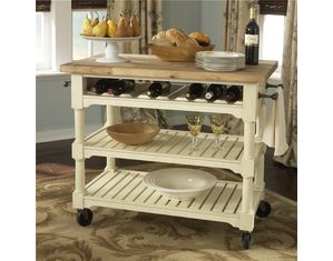 Hammary Promenade Kitchen Cart in Fruitwood Antique Linen Finish