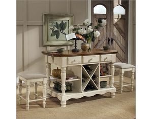 Hillsdale Furniture Wilshire Kitchen Island with 2 Stools - FREE Inside Delivery!