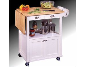 Home Styles Furniture Wood Top White Kitchen Cart