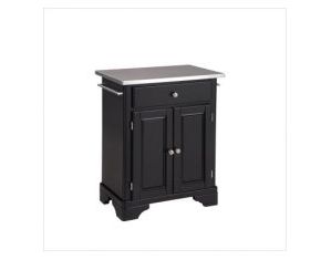 Home Styles Furniture Stainless Steel Top on Black Cabinet