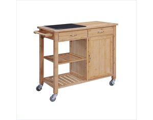 Linon Home Decor Products Bamboo Granite Top Kitchen Cart