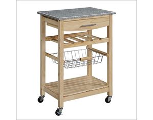Linon Home Decor Products Natural Kitchen Island with Granite Top