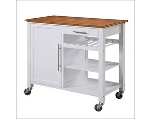 Linon Home Decor Products Three Shelf Wood Top Work Kitchen Island