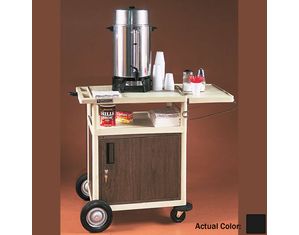 Luxor Three Shelf Serving Cart with Locking Cabinet and Side Shelf