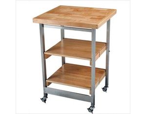Oasis Island SS/Wood Folding Kitchen Island