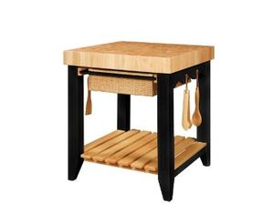 Powell Color Story Black Butcher Block Kitchen Island - Accessories Included!