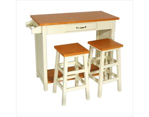 SEI Three Piece Nantucket Kitchen Island Set
