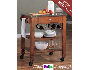 Union Square Kitchen Cart with Granite Top - FREE FedEx Shipping!