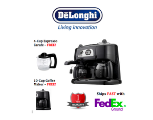 DeLonghi BCO120T Combination Espresso Machine - FREE 4-cup Espresso Carafe and 10-cup Coffee Maker