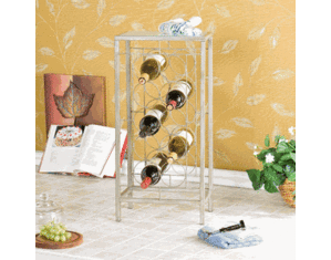 SEI Antique Grey Ten Bottle Wine Rack