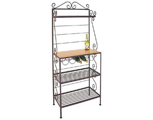 Grace Gourmet Bakers Rack w/ 1 Maple Shelf and Brass Tips - Fast FREE FedEx Shipping!