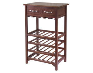 Winsome 24 Bottle Wine Rack with 2 Drawers and Glass Rack - Fast FREE FedEx Shipping!